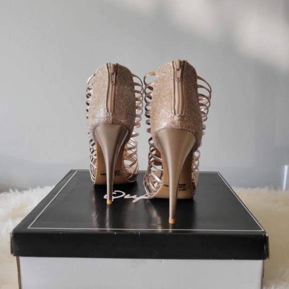 Champagne Glitter High Heel Sandals (Sz 7.5) - Picture 4 of 4